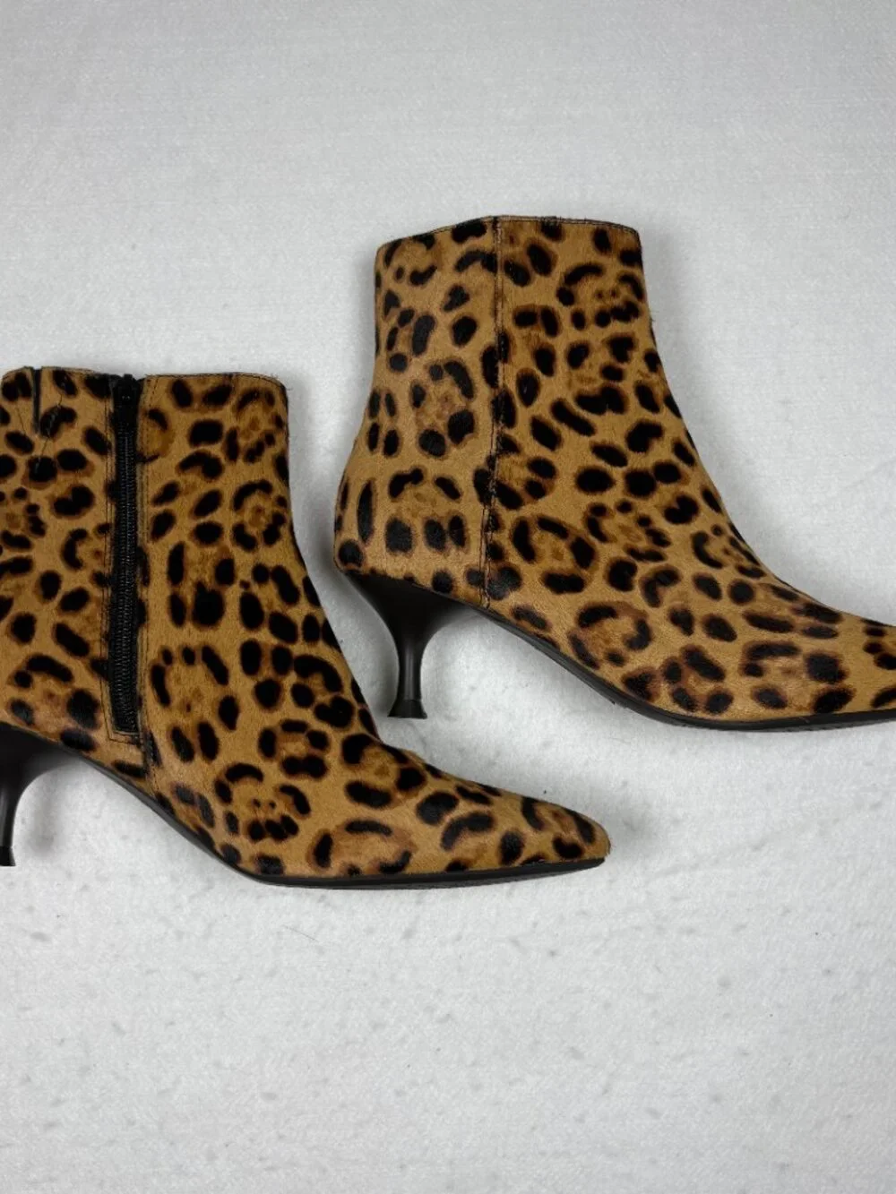 Rachel Zoe Leopard Pointed Toe Kitten Heel Ankle Boots Office Siren Mob Wife 7